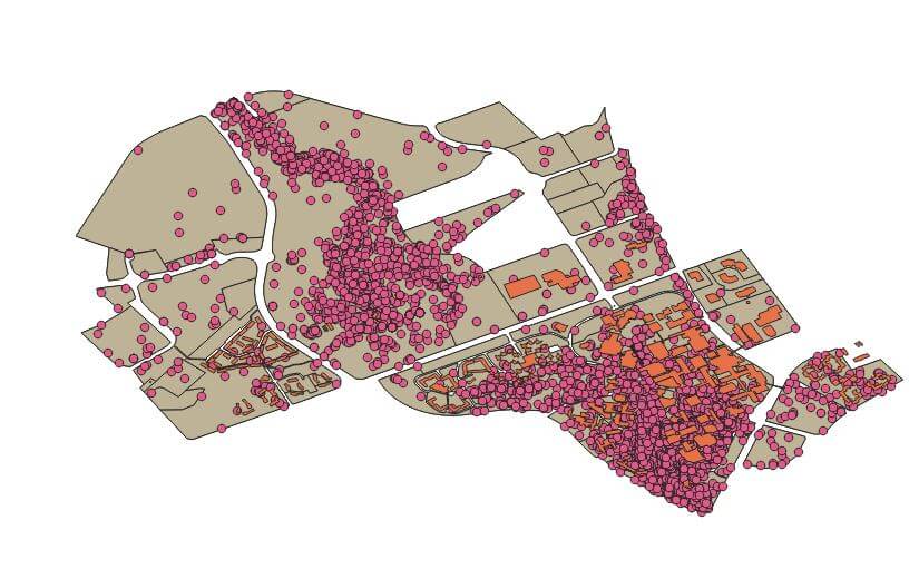 Map with dots of data