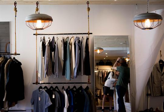 Interior shot of a clothing store