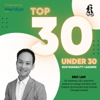 Digital graphic of a man being recognized for &quot;top 30 under 30&quot;