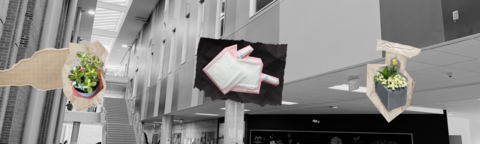Minimal collage of plants and menstrual hygiene products against a black and white background.