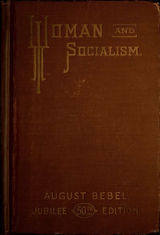 brown leather book cover, upper side text reads 'woman and socialism'