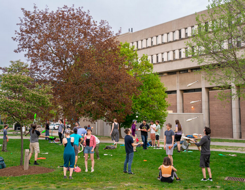 students having fun in the BMH green