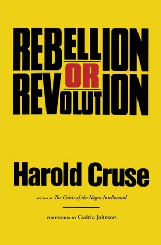 bold black text displaying "rebellion or revolution" on a yellow background. 