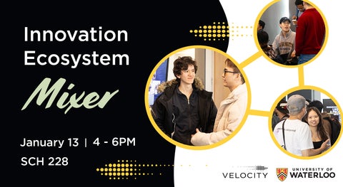 Innovation ecosystem mixer banner with images of students in circle icons