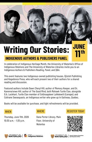 Writing Our Stories event poster: June 11th from 1:30PM to 3:00PM ET