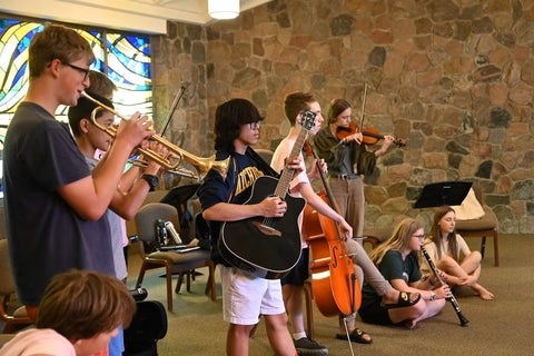 People playing music instruments