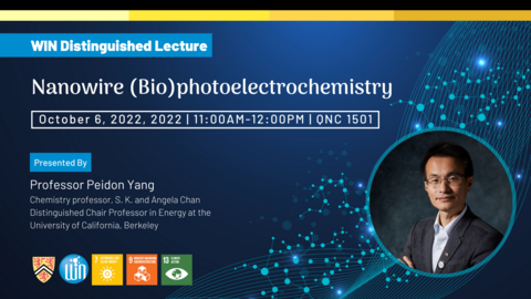 Nanowire (Bio)photoelectrochemistry event banner featuring Peidon Yang