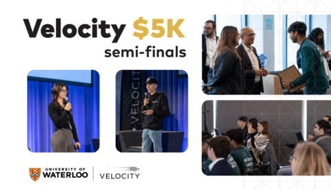 Velocity $5K semi-finals featuring a collage of students presenting