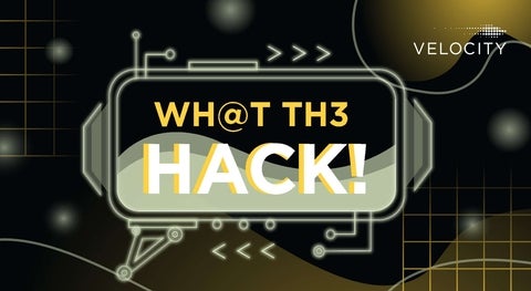 What the hack banner with digital illustrations