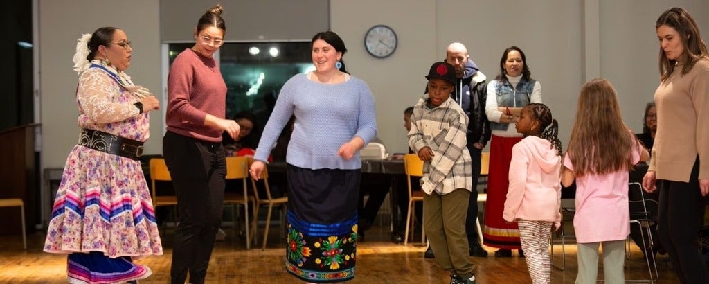 A group of people dancing