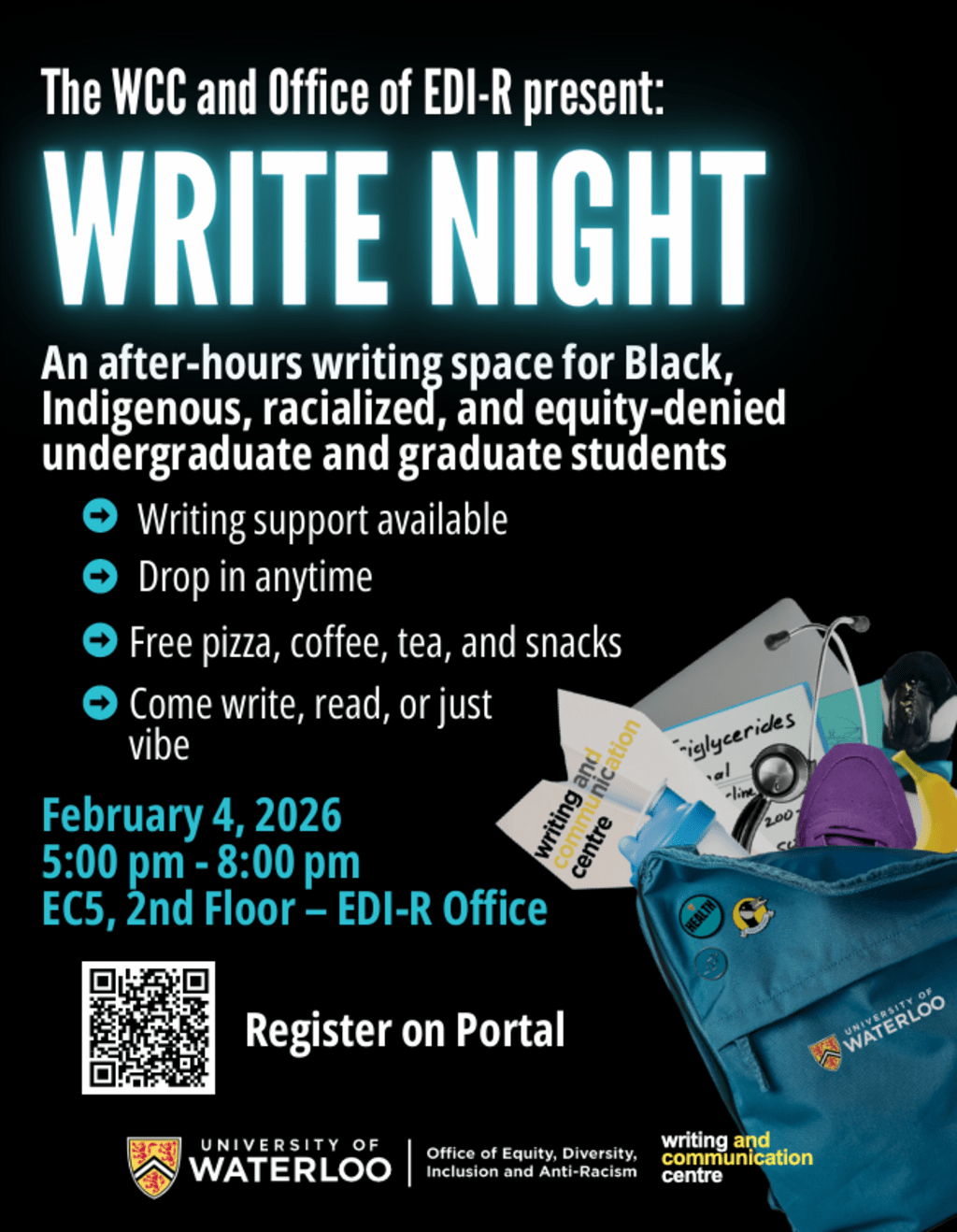 Poster about Write Night event and additional information