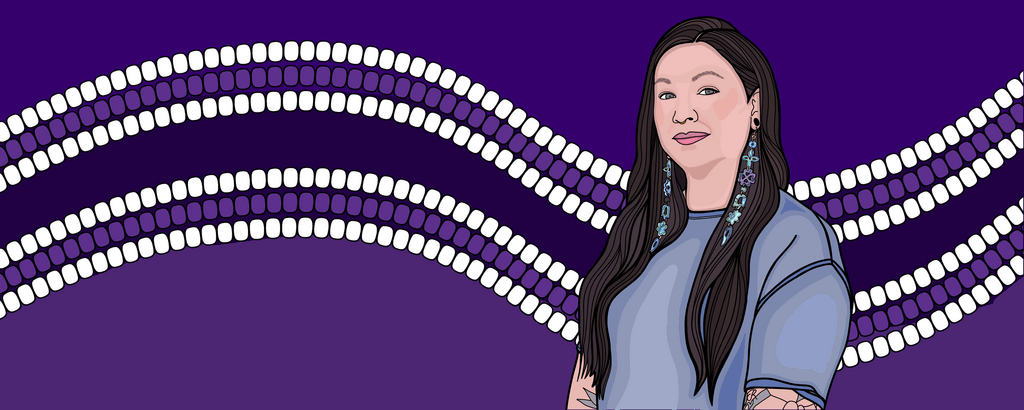 Drawing of Indigenous speaker Talena Atfield