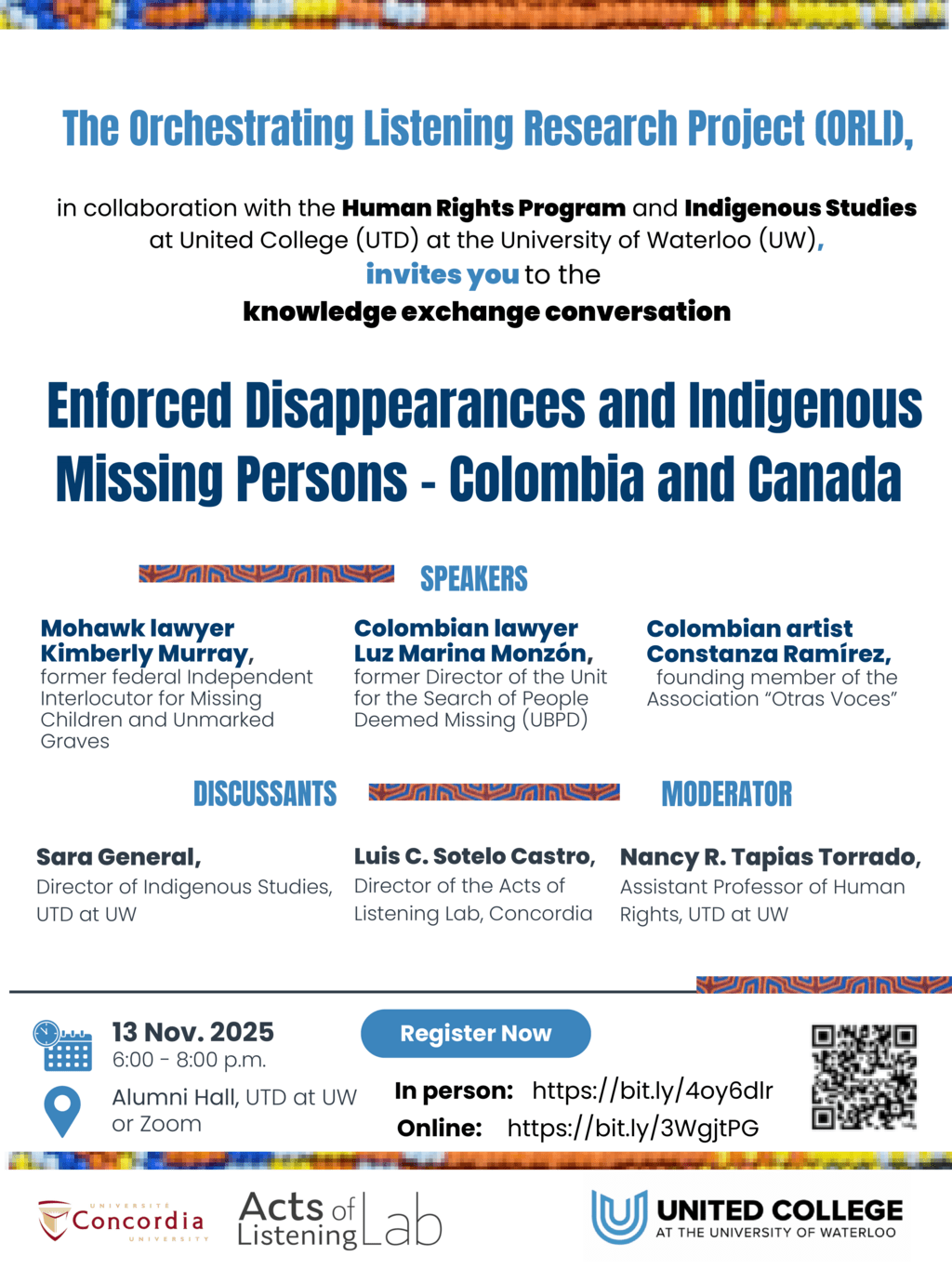 Knowledge Exchange Conversation: Enforced Disappearances in Colombia and Indigenous Missing Persons in Canada