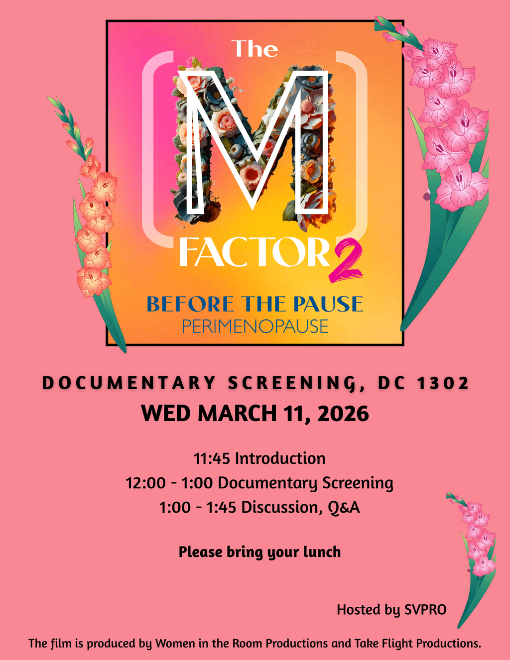 Poster with information on event The M Factor