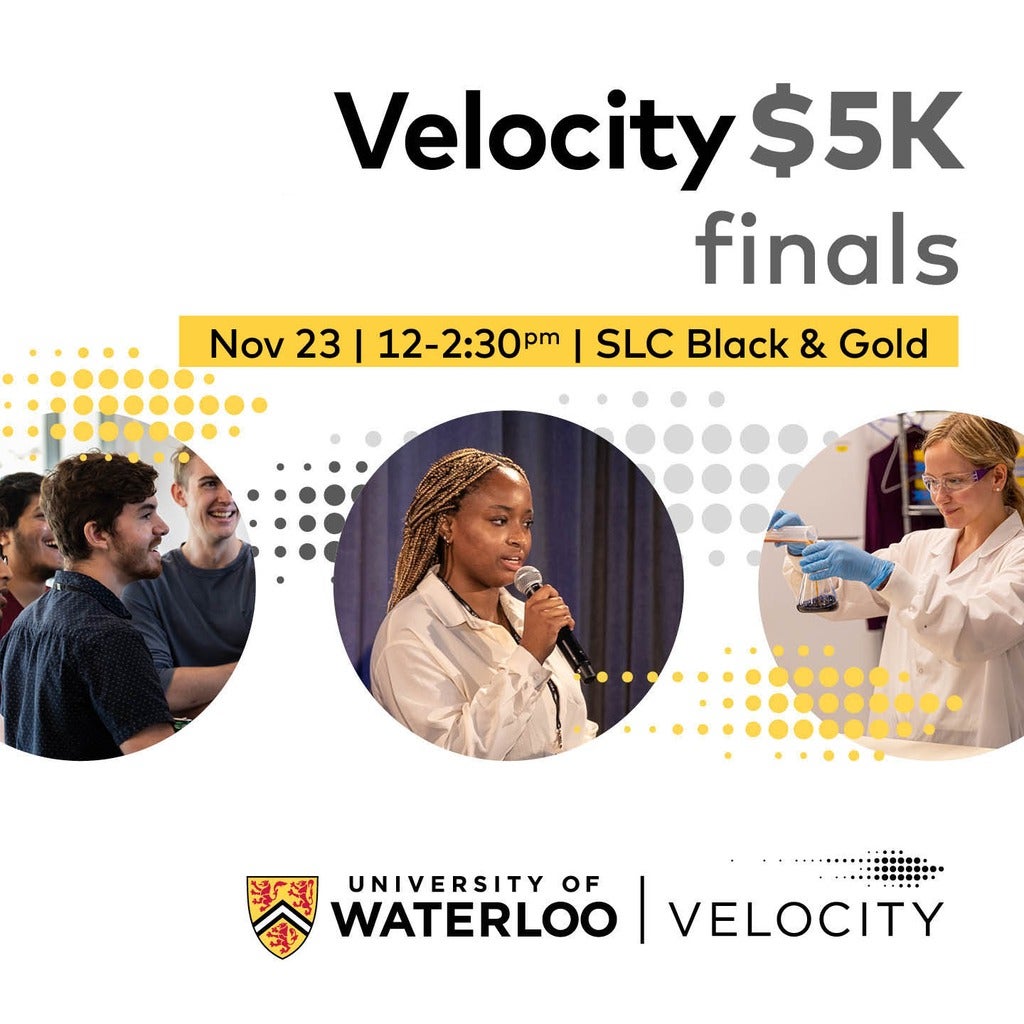 Velocity $5K final event poster featuring students