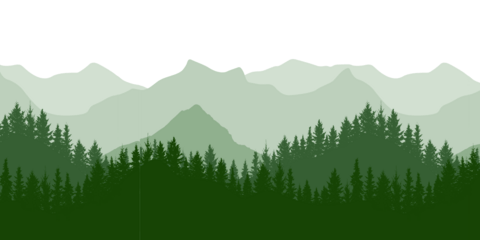 Green mountains and trees