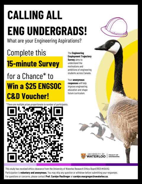 Calling all Eng undergrads! Complete this 15 minute survey for a chance to win a $25 ENGSOC C&D Voucher!