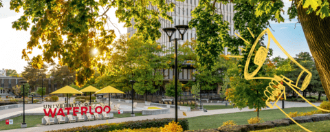 UWaterloo sign covered in red 