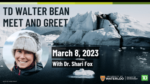TD Walter Bean Meet and Greet featuring Dr. Shari Fox with icebergs in the background