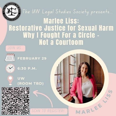 Marlee Liss: Restorative Justice for Sexual Harm promotional image. 