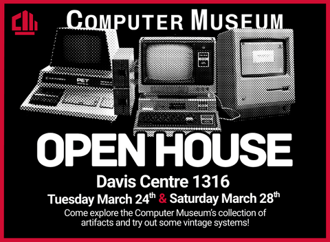 Poster for computer museum open house event with event information