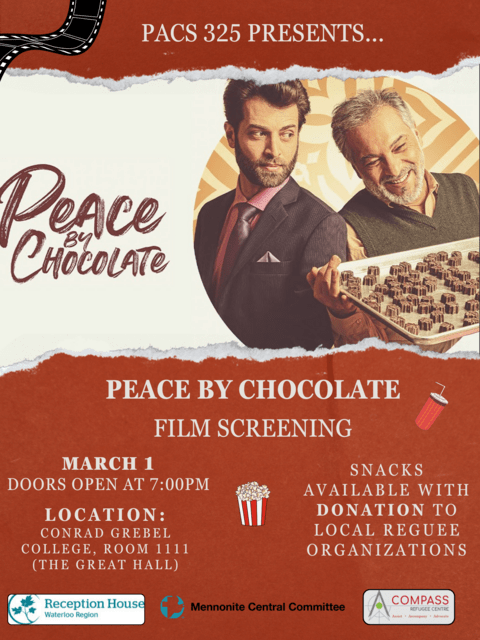 Peace by Chocolate information poster.