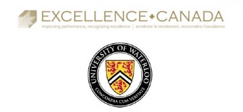 Excellence Canada logo which reads &quot;Excellence Canada improving performance, recognizing excellence&quot; and the University of Waterloo crest