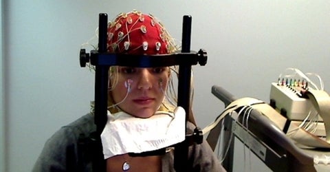 Karly using the EEG equipment