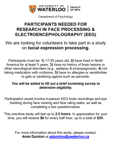 Poster describing Seth Winward's research study.  For more information, contact Amie Durston at ajdurston@uwaterloo.ca