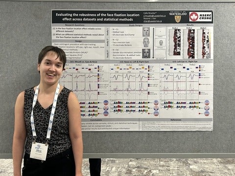 Calla standing at her poster