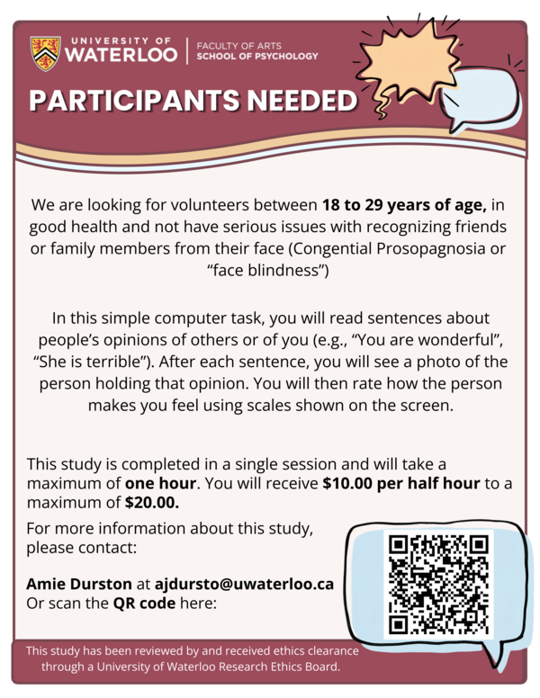 Poster for participating in experiment on emotional responses to social opinions