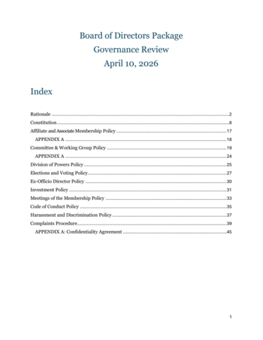 Governance Review Package for the Membership