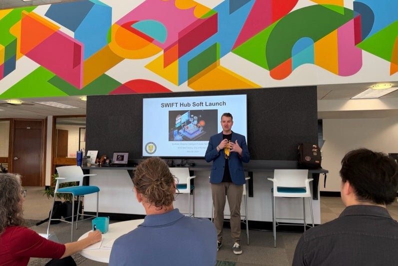 Dillon Browne speaking at SWIFT Hub soft launch 