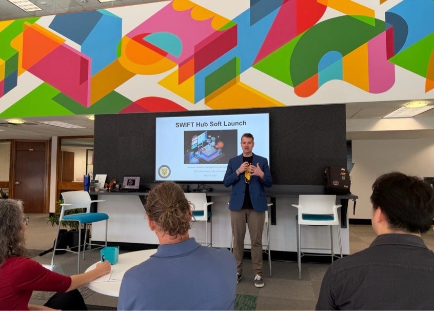 Dillon Browne speaking at SWIFT Hub soft launch 
