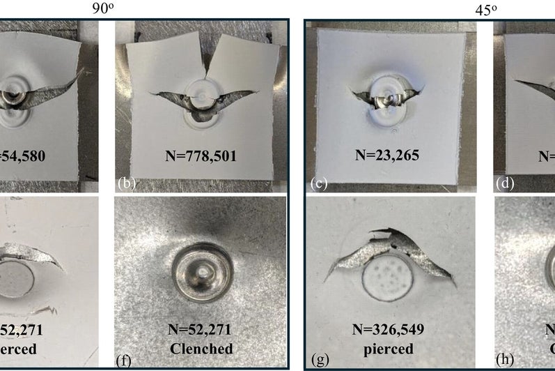 Post fatigue test cracking and damage details from sample study on joints