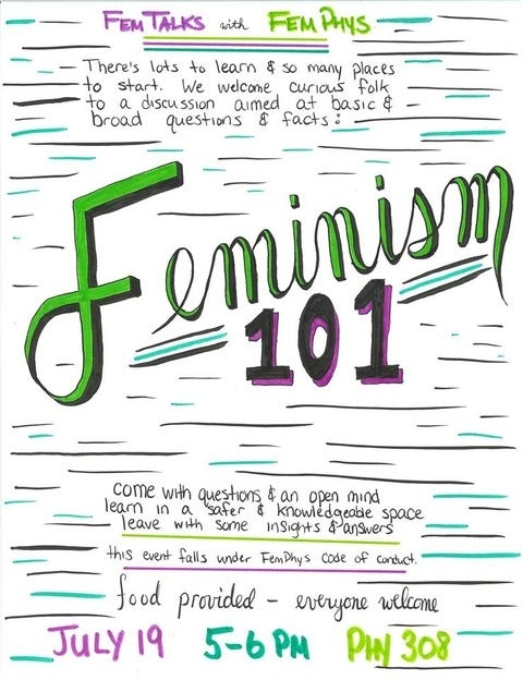 Poster describing the Feminism 101 event