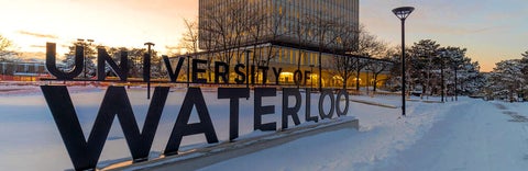 Waterloo sign and Dana Porter Library