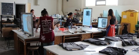 Students screenprinting tshirts