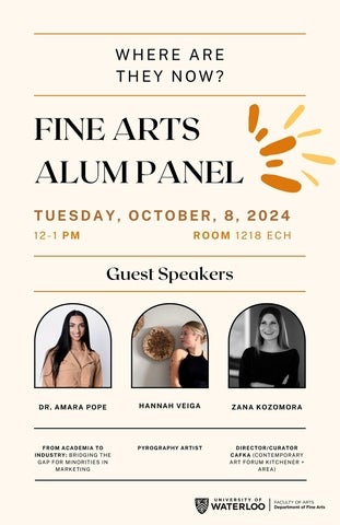 Poster for Fine Arts Alum Panel / Talk.  All info in event listing.