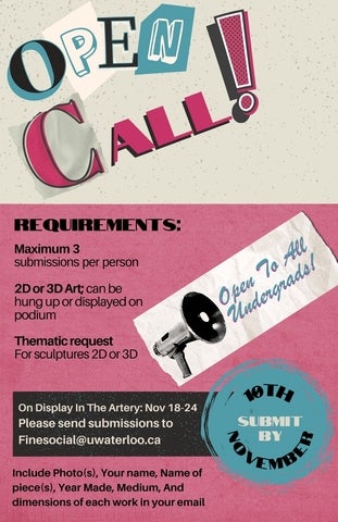 Poster for call for art for an exhibition in the Artery Gallery.