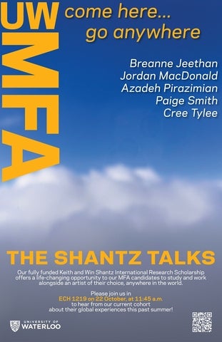 Poster for Shantz Talks.  All information is in event listing.