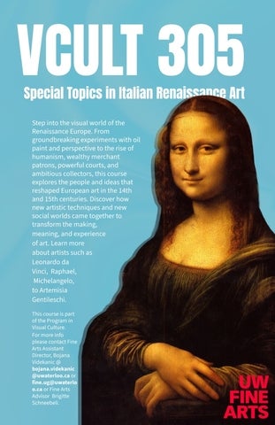 Poster for VCULT 305 showing a cut out Mona Lisa.  All text repeated on the website.