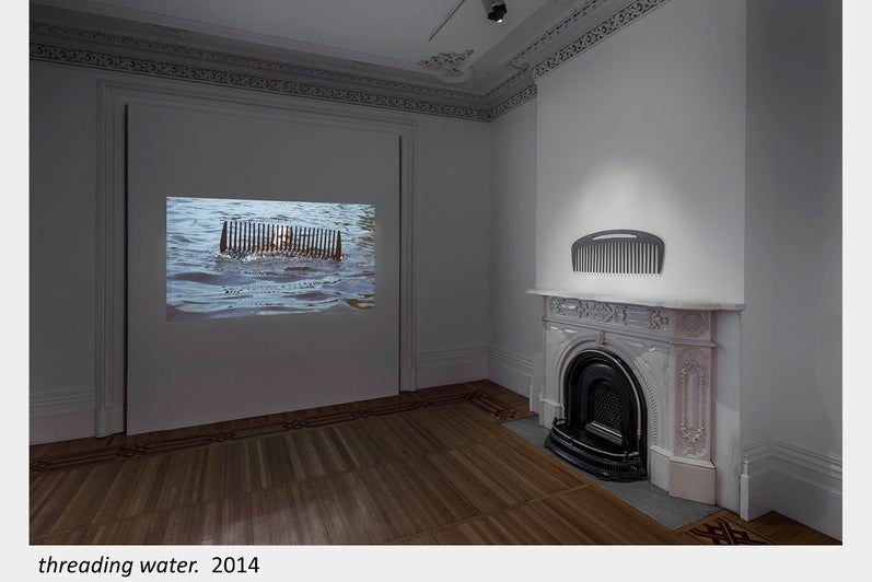 Artwork by Lois Andison.  threading water.  2014, Single-channel HD video projection (sound). 11 minutes, 52 seconds
