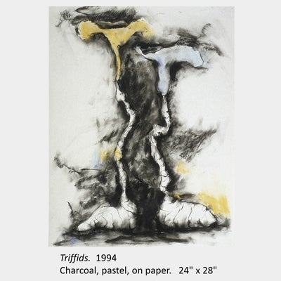 Artwork by Carol Bradley. Triffids. 1994. Charcoal, pastel, on paper. 24" x 28"