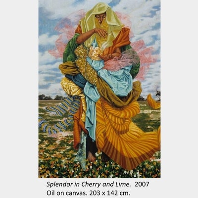 Artwork by Stephanie Bush. Splendor in Cherry and Lime. 2007. Oil on canvas. 203 x 142 cm.