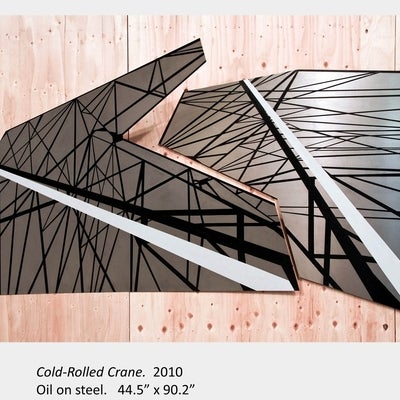 Artwork by Michael Capobianco. Cold-Rolled Crane. 2010. Oil on steel. 44.5” x 90.2"