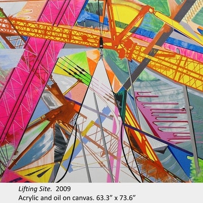 Artwork by Michael Capobianco. Lifting Site. 2009. Acrylic and oil on canvas. 63.3” x 73.6”