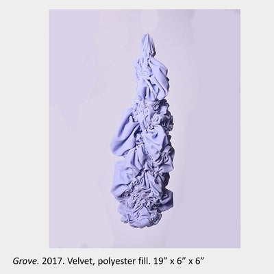 Artwork by Maria Sinmmons - Grove. 2017. Velvet, polyester fill. 19” x 6” x 6”