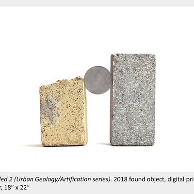 Artwork by Sara Pearson - Untitled 2 (Urban Geology/Artification series). 2018 found object, digital print on paper, 18” x 22”