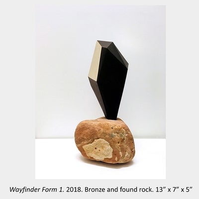 Artwork by Sara Pearson - Wayfinder Form 1. 2018. Bronze and found rock. 13” x 7” x 5”